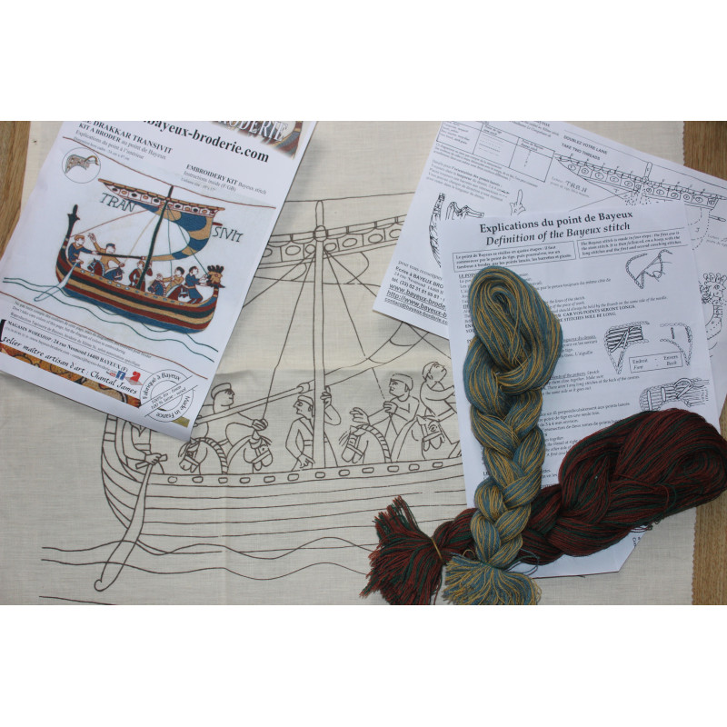 embrodery kit bayeux stitch, bayeux tapestry french transivit boat